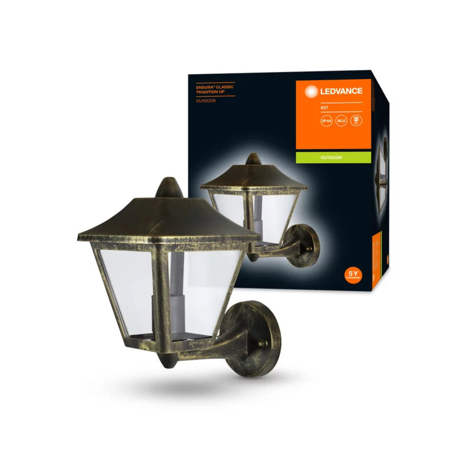 Ledvance Væglampe 23cm. E27 Sort/Guld Alu IP44