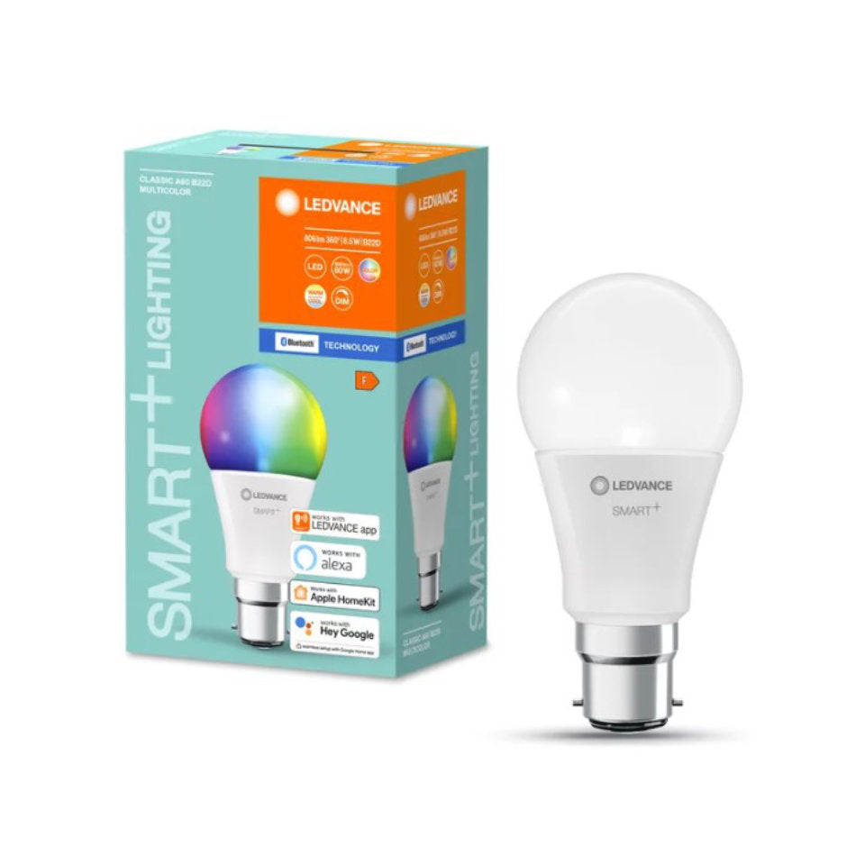 Ledvance Smart+ LED Standardpære 8,5W RGBW Dim Bluetooth B22d