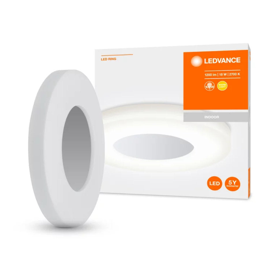Ledvance LED Loftlampe Ring 18W 827 Ø28cm. Hvid/Grå