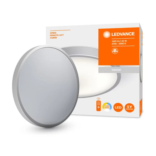 Ledvance LED Loftlampe Orbis 22W 827-860 Remote-CCT Ø41cm. Hvid/Alu