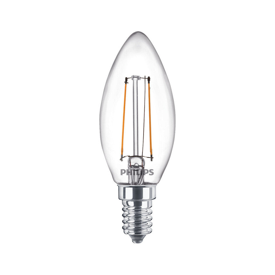 Philips LED Kertepære 2W(25W) 827 250lm. Klar E14 2-Pak