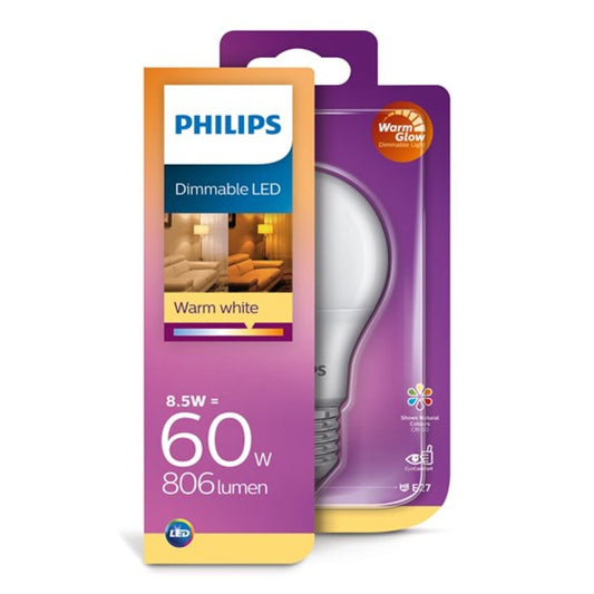 Philips LED Standardpære 8,5W(60W) 922-927 806lm. WarmGlow Opal E27