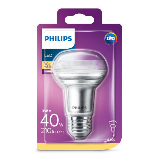 Philips LED Reflektorpære R63 3W(40W) 827 210lm. 36° Sølv E27