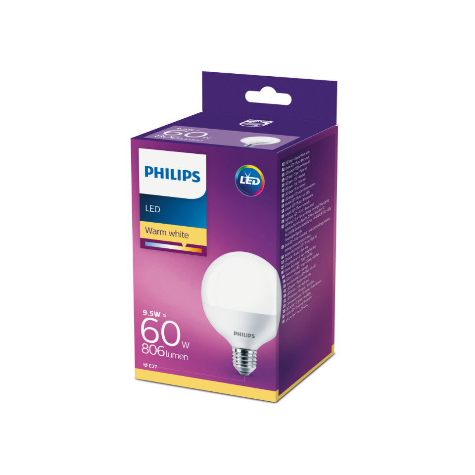 Philips LED Globepære 9,5W(60W) 827 806lm Mat Ø95 E27