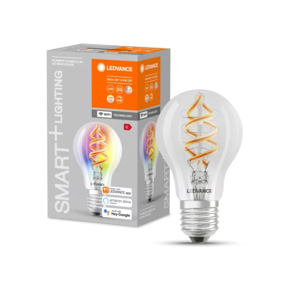 Ledvance Smart+ LED Standardpære 4,5W 827 RGBW Dim WiFi E27