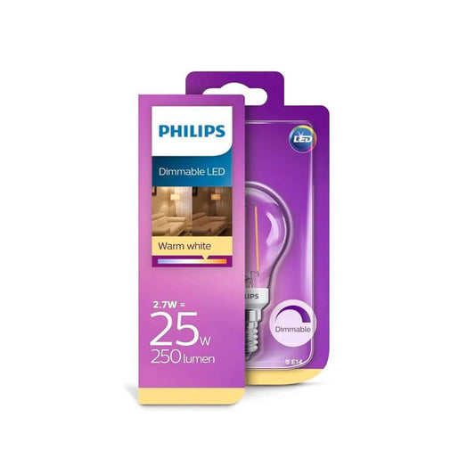 Philips LED Kronepære 2,7W(25W) 827 250lm Dim Klar E14