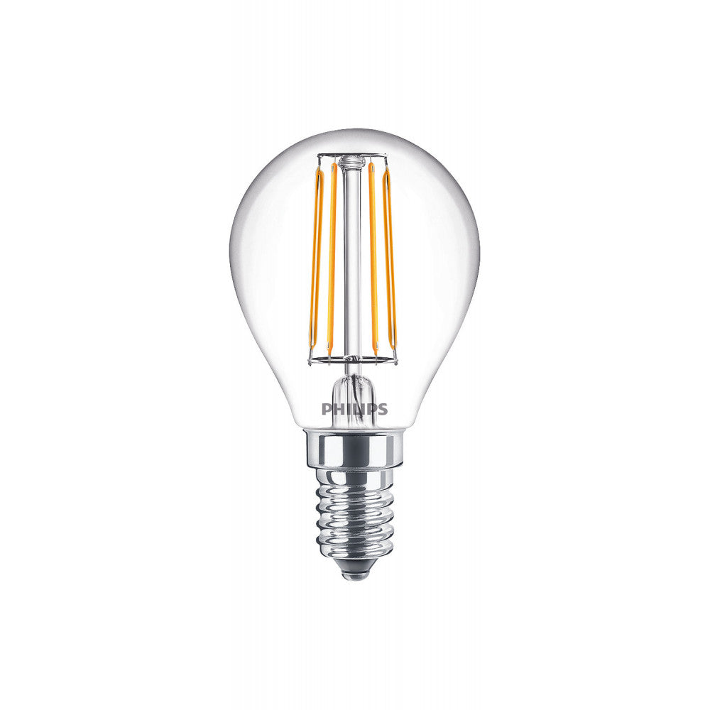 Philips LED Kronepære 4,3W(40W) 827 470lm. Klar E14 2-Pak