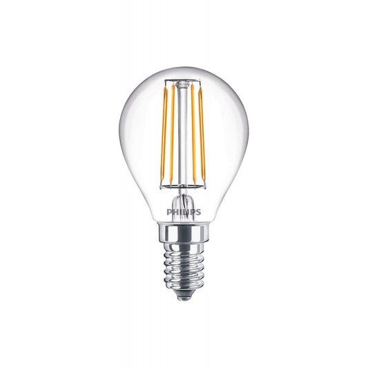 Philips LED Kronepære 4,3W(40W) 827 470lm. Klar E14 2-Pak