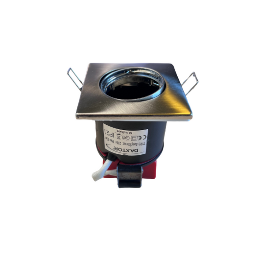 Daxtor Downlight GU10 87x87mm m/Bagdåse Kipbar 230V Børstet Stål
