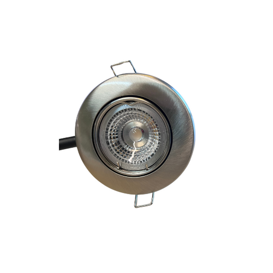 Daxtor LED Downlight 5W 830 Ø87mm m/Bagdåse Kipbar 230V/12V Dim Børstet Stål