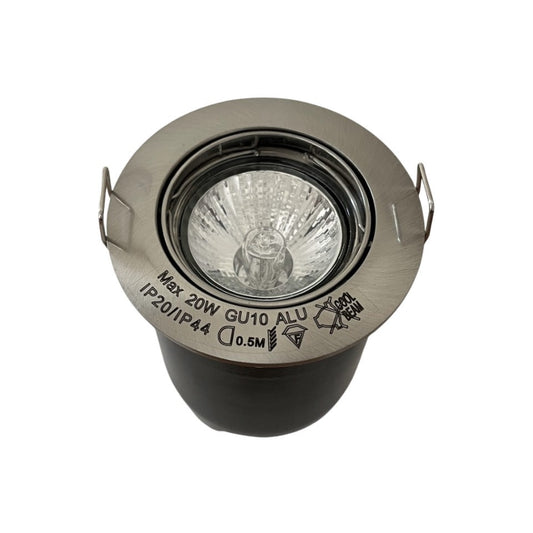 Flash Light Downlight GU10 Ø83mm Kipbar 230V m/Bagdåse Børstet Stål
