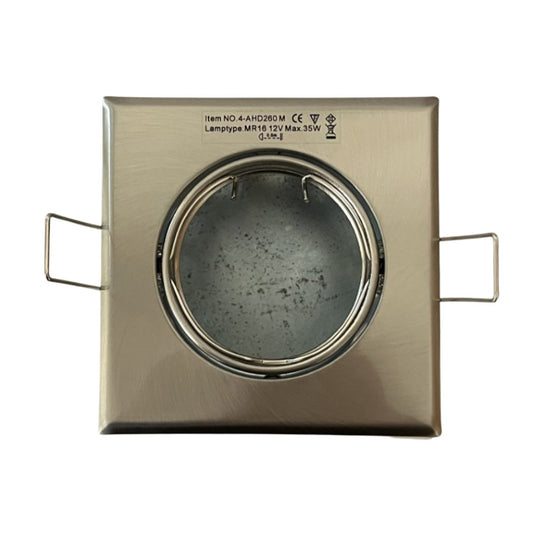 Unelco Downlight MR16 GU5.3 12V 8,5x8,5cm 4-Kant Kipbar m/Bagdåse Børstet Stål