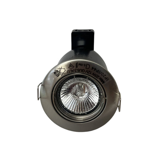 Flash Light Downlight MR16 GU5.3 Ø83mm Kipbar 12V m/Bagdåse Børstet Stål
