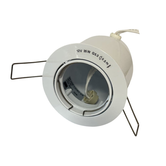 Flash Light Downlight MR16 G5.3 Ø83mm Kipbar 12V m/Bagdåse Hvid