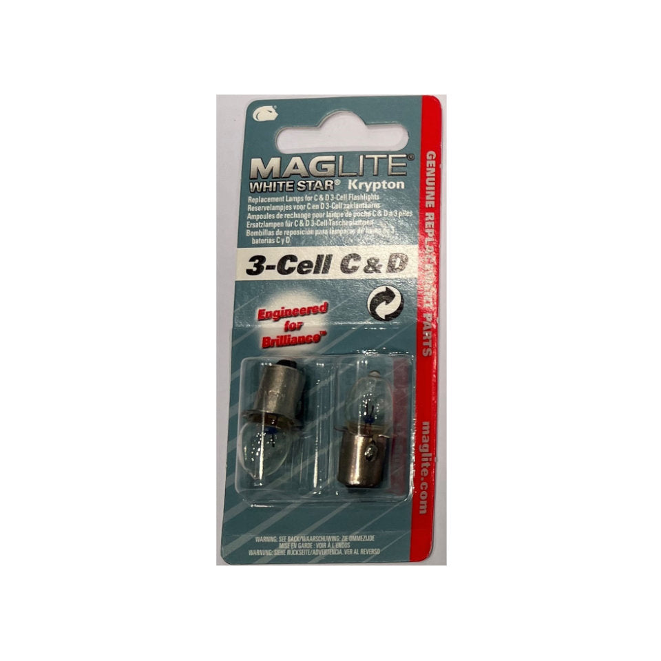 MagLite Pære White Star Krypton 3-Cell C&D 2-Pak