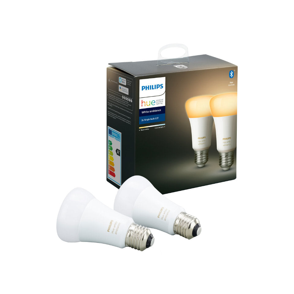 Philips Hue LED Standardpære 8,5W(60W) White Ambiance E27 2-Pak