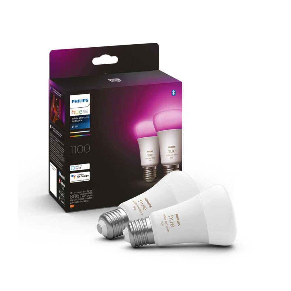 Philips Hue LED Standardpære 11W White And Color Ambiance E27 2-Pak