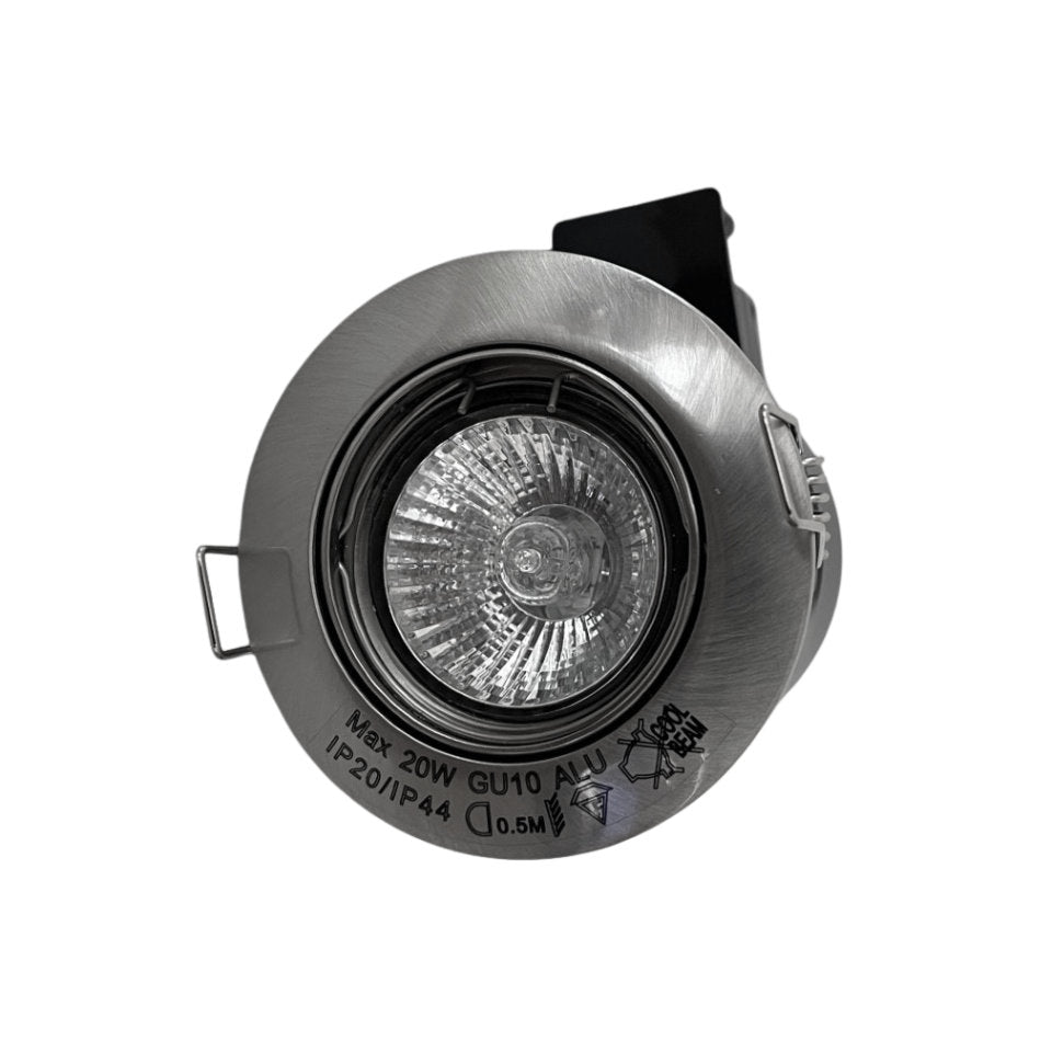 Flash Light Downlight GU10 Ø83mm Kipbar 230V m/Bagdåse Børstet Stål