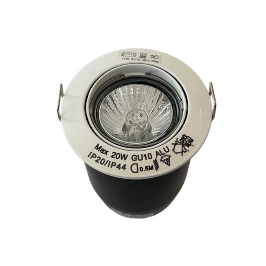 Flash Light Downlight GU10 Ø83mm Kipbar 230V m/Bagdåse Hvid