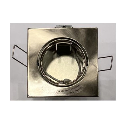 Unelco Downlight MR16 GU5.3 50mm 12V m/Bagdåse 4-Kant Børstet Stål