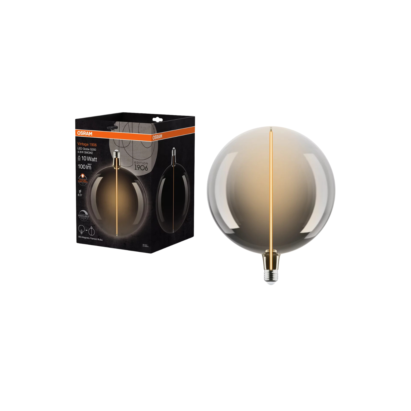Osram LED Globepære 4,8W(10W) 818 100lm Smoke Ø200 E27