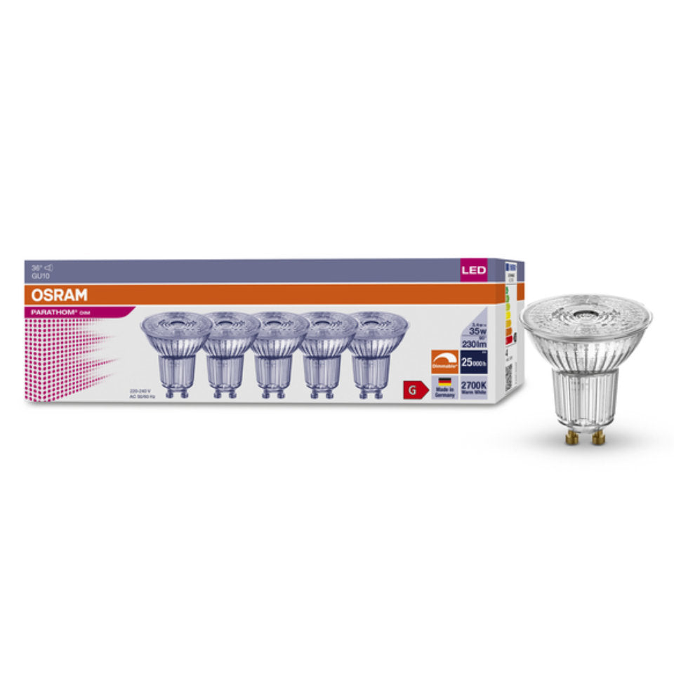 Osram LED GU10 3,4W(35W) 927 230lm Dim 36° Klar 5-Pak