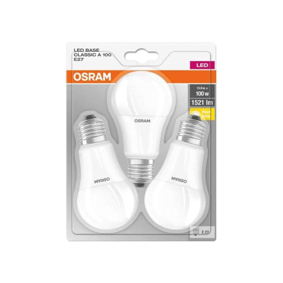 Osram LED Standardpære 14W(100W) 827 1521lm Mat E27 3-Pak