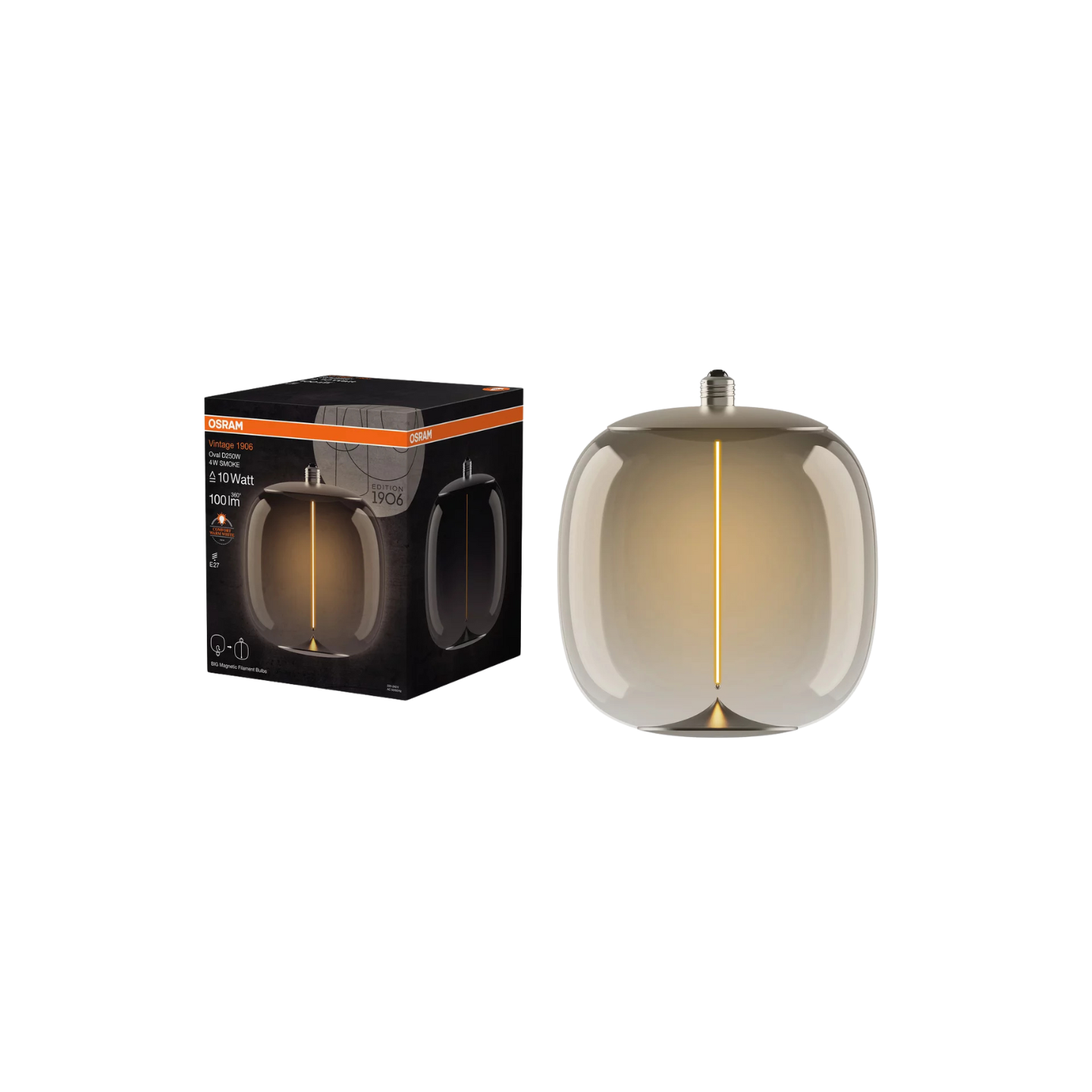 Osram LED Stor Oval 4W(10W) 818 100lm Smoke Ø250 E27