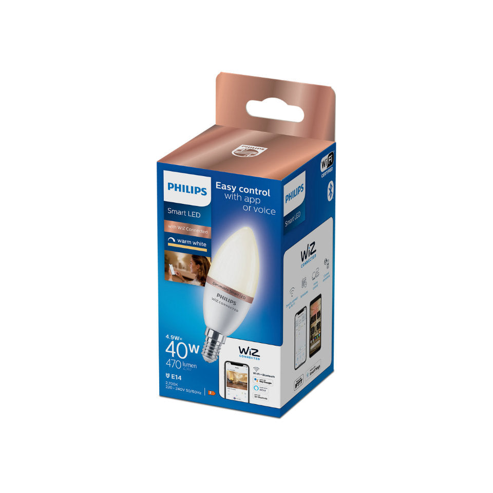 Philips Smart LED Kertepære 4,9W(40W) 927 Dim E14 WiFi