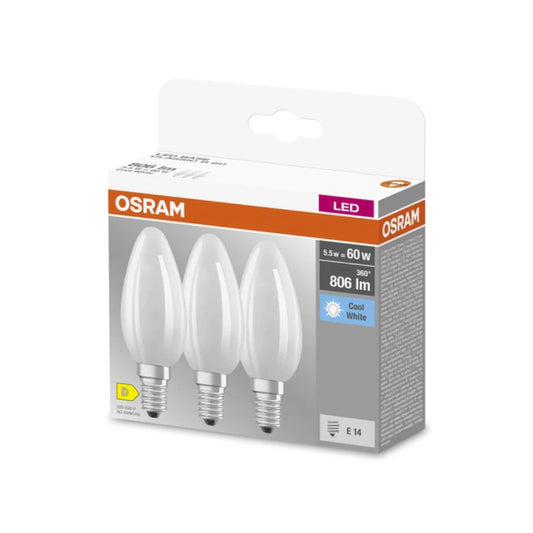 Osram LED Kertepære 5,5W(60W) 840 806lm Mat E14 3-Pak