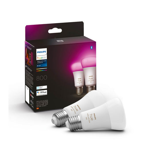 Philips Hue LED Standardpære 6,5W White And Color Ambiance 2-Pak