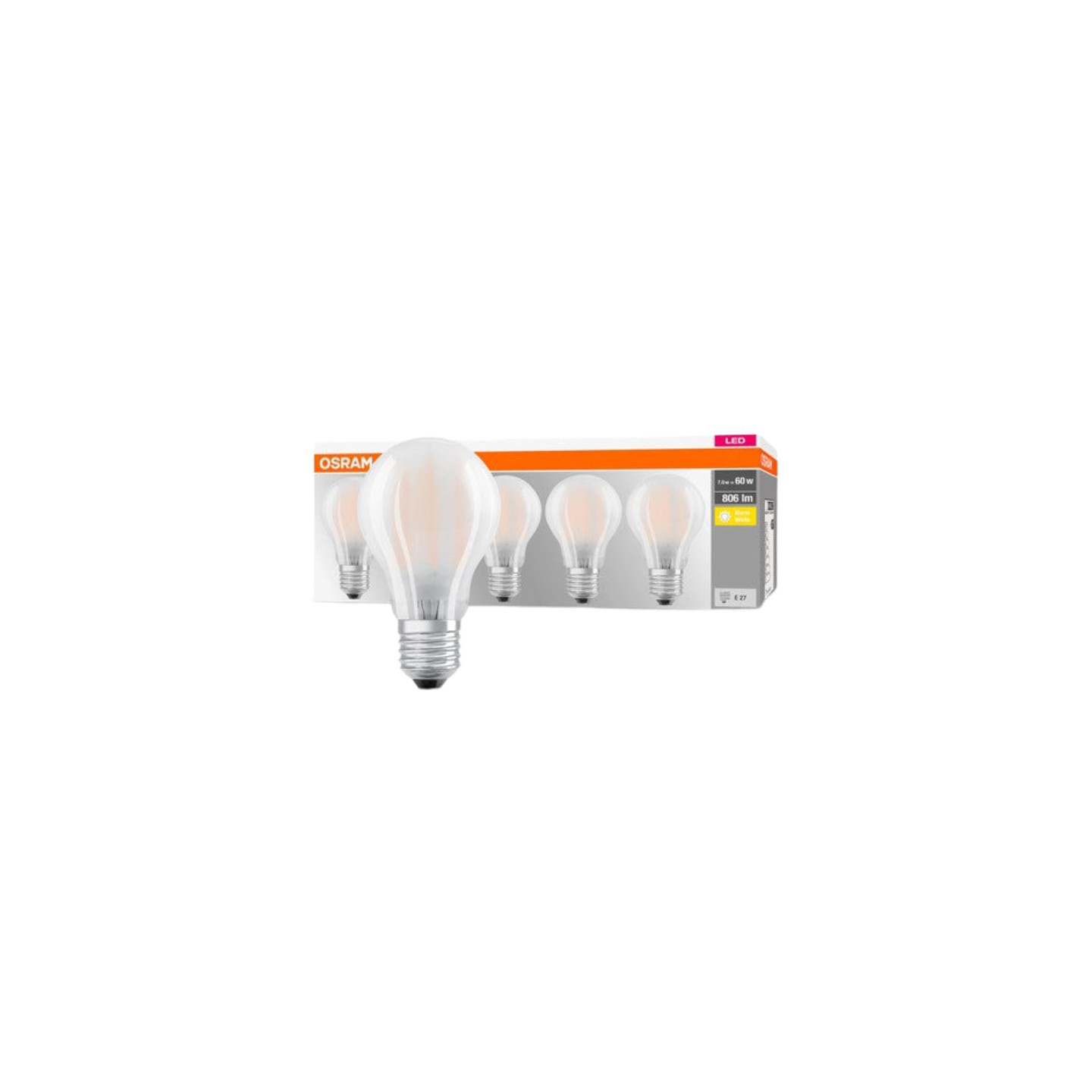 Osram LED Standardpære 7W(60W) 827 806lm Mat E27 5-Pak