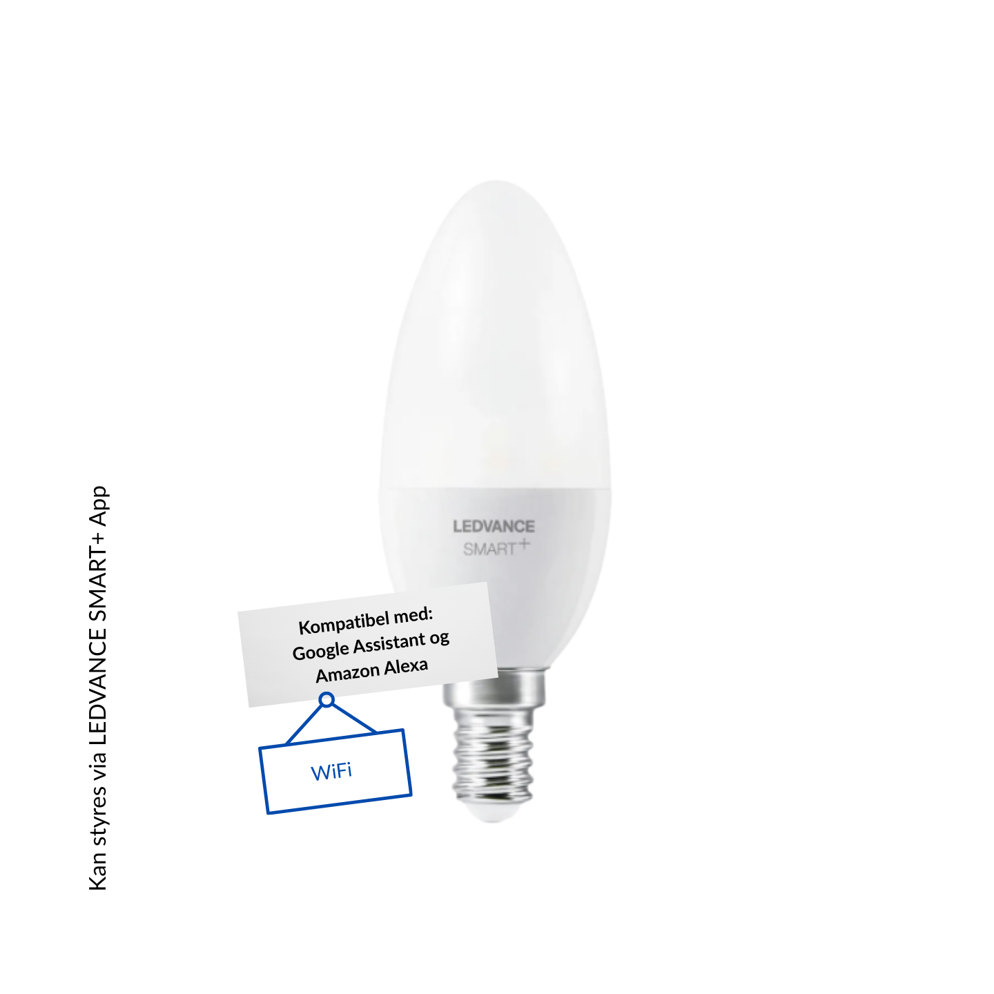 Ledvance Smart+ LED Kertepære 4,9W(40W) 827 470m Dim WiFi E14 3-pak