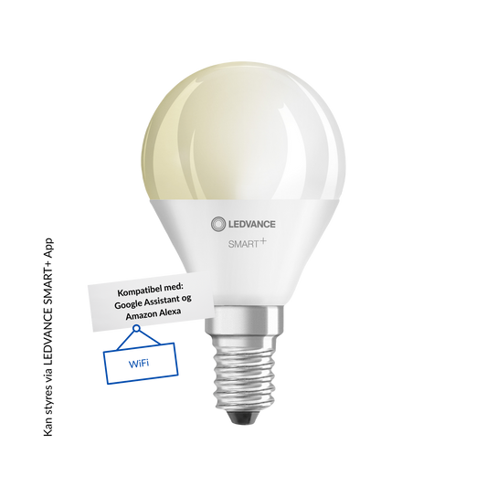 Ledvance Smart+ LED Kronepære 4,9W(40W) 827 470lm Dim WiFi E14 3-pak