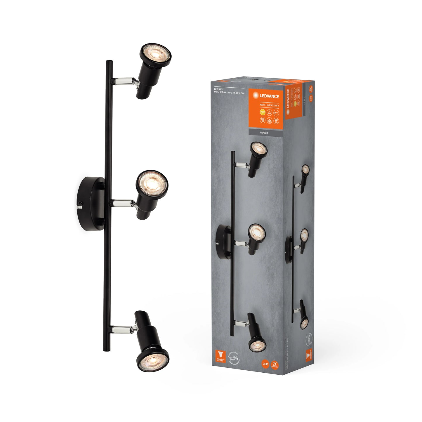 Ledvance LED Spot GU10 3x3,4W 927 690lm Dim Sort