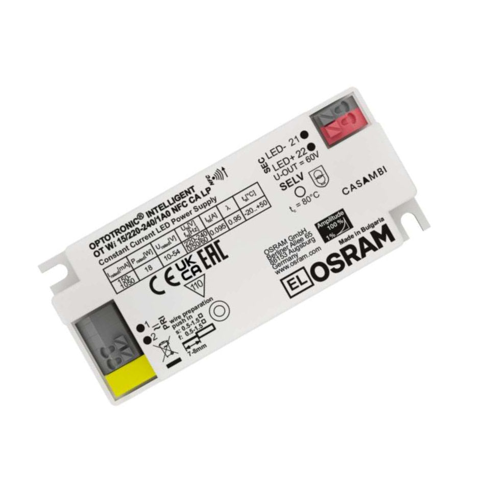 Osram LED Driver 0-15W 10-54VDC 150-1050mA Dim Casambi NFC