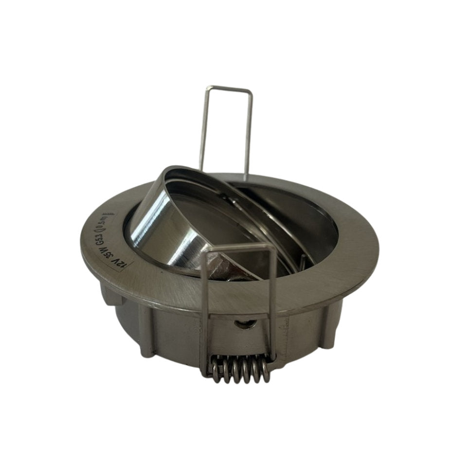 Flash Light Downlight MR16 G5.3 Ø83mm Kipbar 12V Børstet Stål