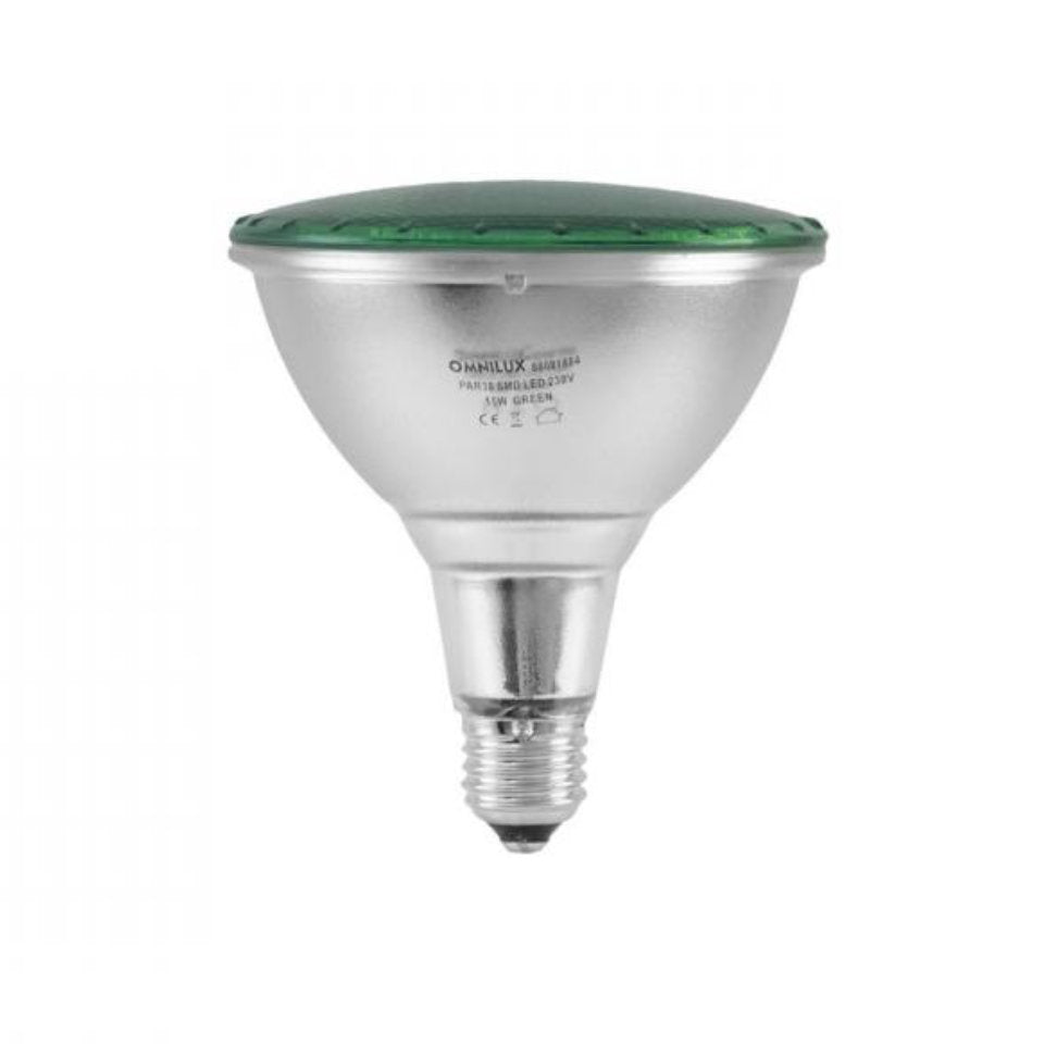 Omnilux LED PAR38 15W Grøn Sølv E27