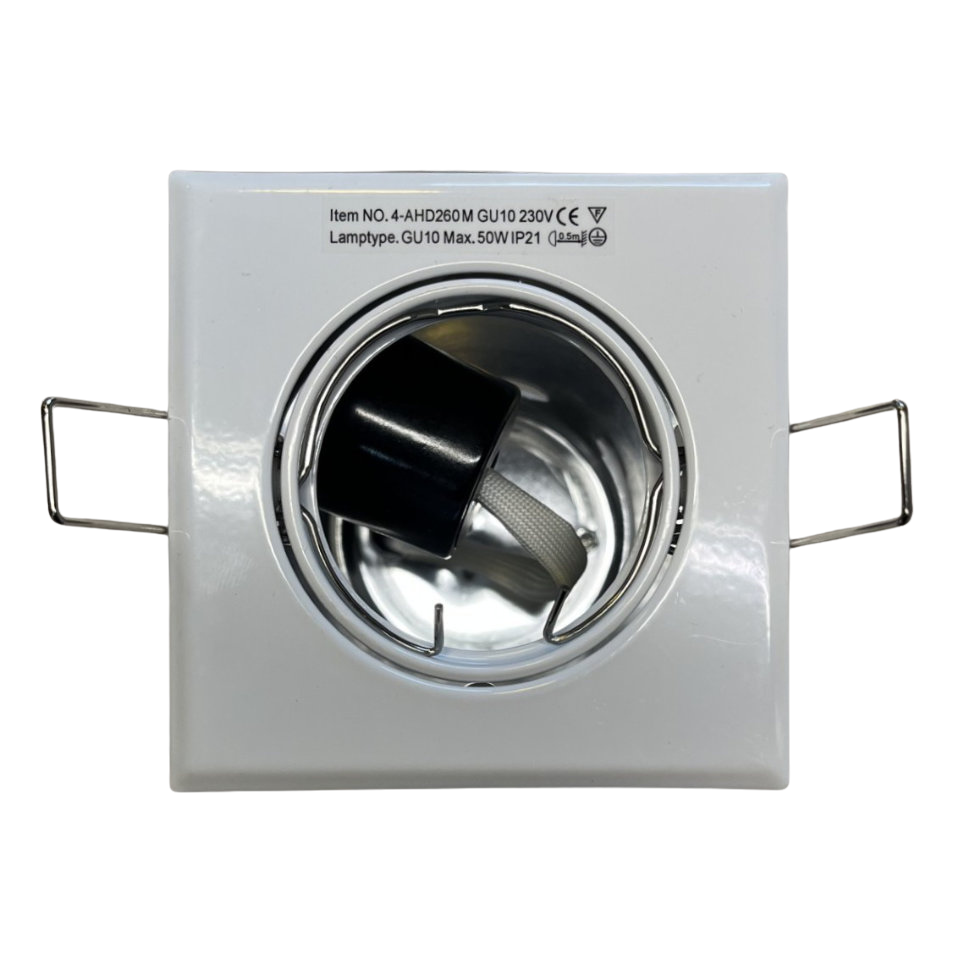 Unelco Downlight GU10 85x85mm 230V Kipbar m/Bagdåse Hvid
