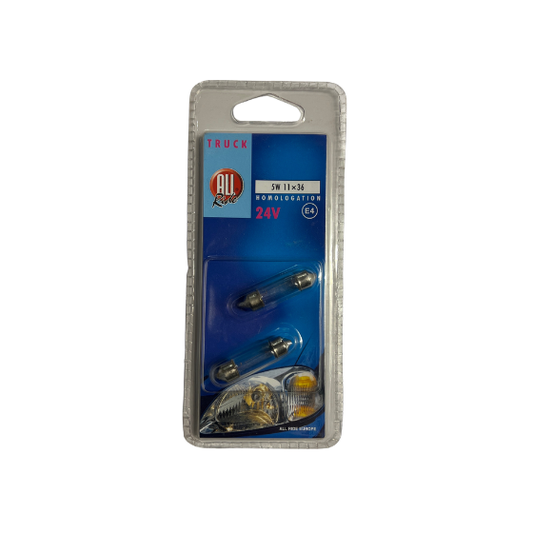 All Ride Autopære Pinolpære 5W 24V 11x36 SV8.5 2-Pak