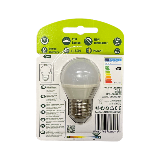 Luceco LED Kronepære 3,5W(25W) 865 250lm Mat E27