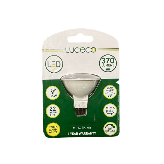 Luceco LED MR16 5W(35W) 827 370lm 38° Hvid