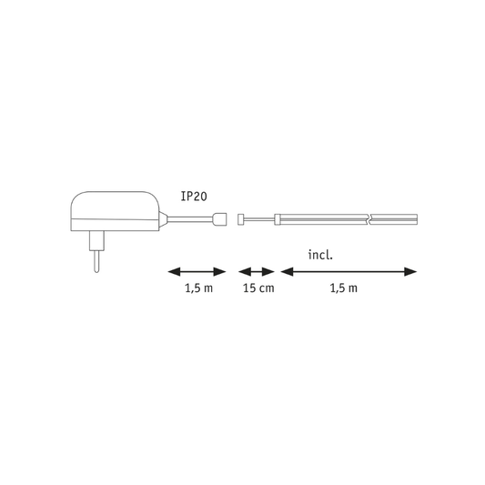 Paulmann LED Bånd SimpLED Full-Line COB Varmhvid Kompletsæt 7W 830 750lm 1,5m