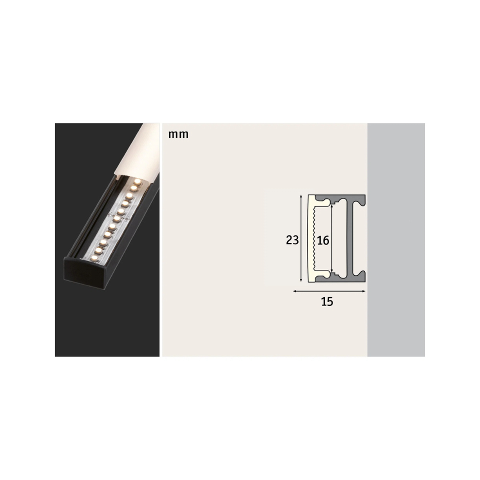 Paulmann LED Bånd Tilbehør Square Profil 1m Alu/Sort