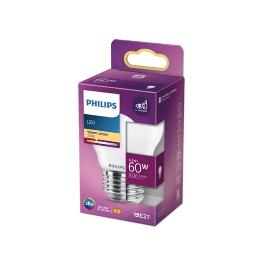 Philips LED Kronepære 6,5W(60W) 827 806lm Mat E27