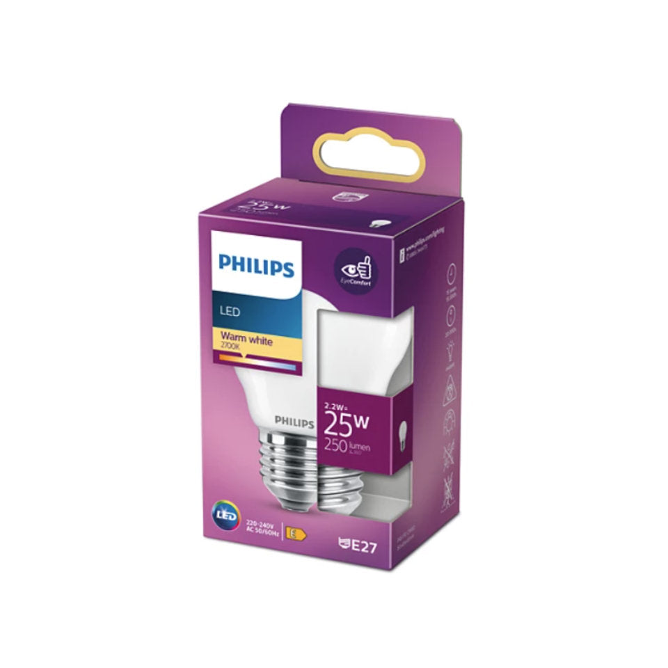 Philips LED Kronepære 2,2W(25W) 827 250lm Mat E27