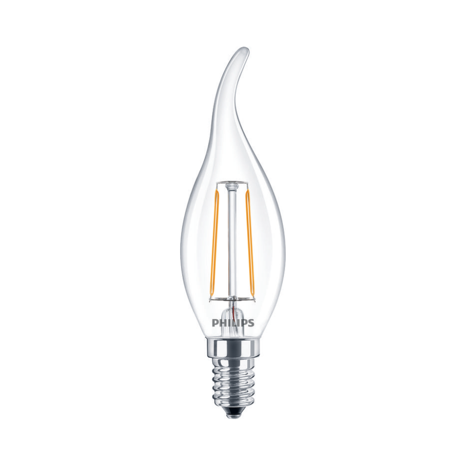 Philips LED Kertepære 2W(25W) 827 250lm Klar Vind E14
