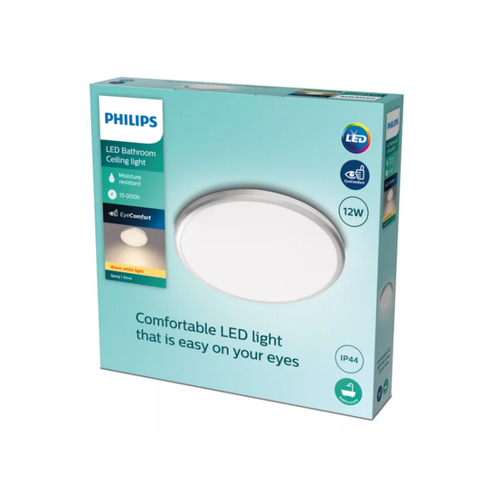 Philips LED Loftlampe 12W 827 1200lm EyeComfort Ø28,7cm. Sølv