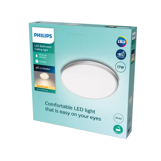 Philips LED Loftlampe 17W 827 1500lm EyeComfort Ø34,7cm. Sølv