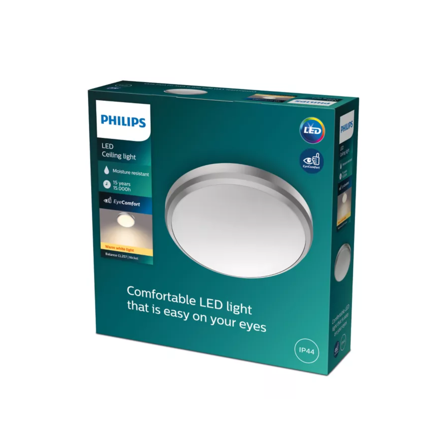 Philips LED Loftlampe 6W 827 600lm EyeComfort Ø22cm. Nikkel